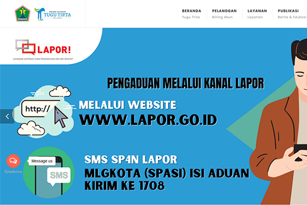 Official website Perumda Air minum Tugu Tirta Kota malang